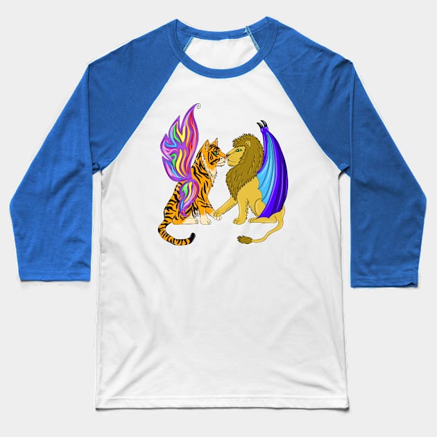 lion and Tiger with wings Baseball T-Shirt by MelanieJeyakkumar